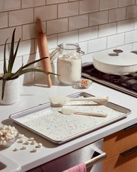 The 3 Piece Baking set in Sprinkles on a kitchen counter top. 