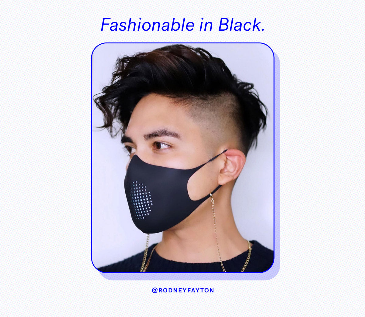 Black face mask with filter